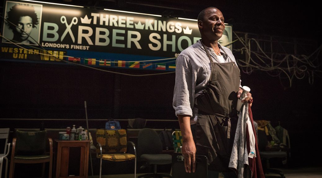 Cyril Nri in Barber Shop Chronicles at the National Theatre (c) Marc Brenner
