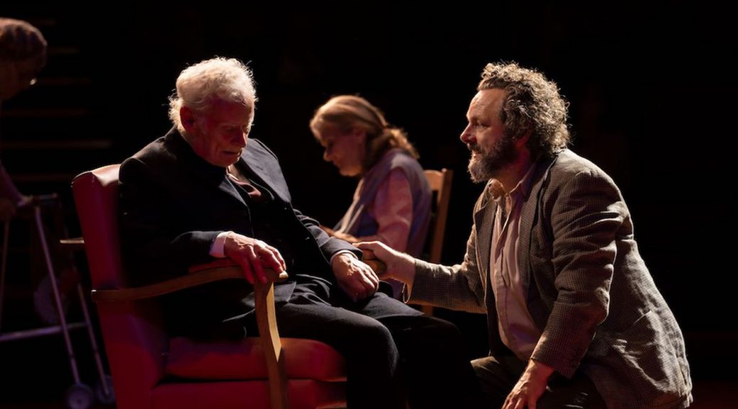 Kark Johnson and Michael Sheen in Under Milk Wood at the National Theatre